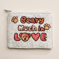 Beaded Beary Much In Love Sequin Pouch