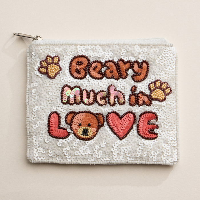 Beaded Beary Much In Love Sequin Pouch