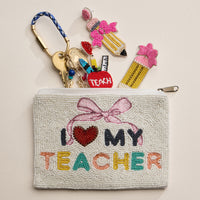 Beaded I Love My Teacher Pouch