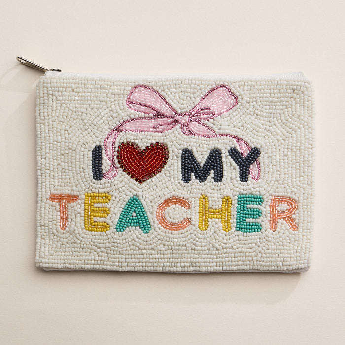 Beaded I Love My Teacher Pouch