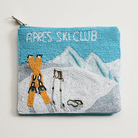 Seed Beaded Mountain Scene Coin Pouch | Après Ski Zip Pouch