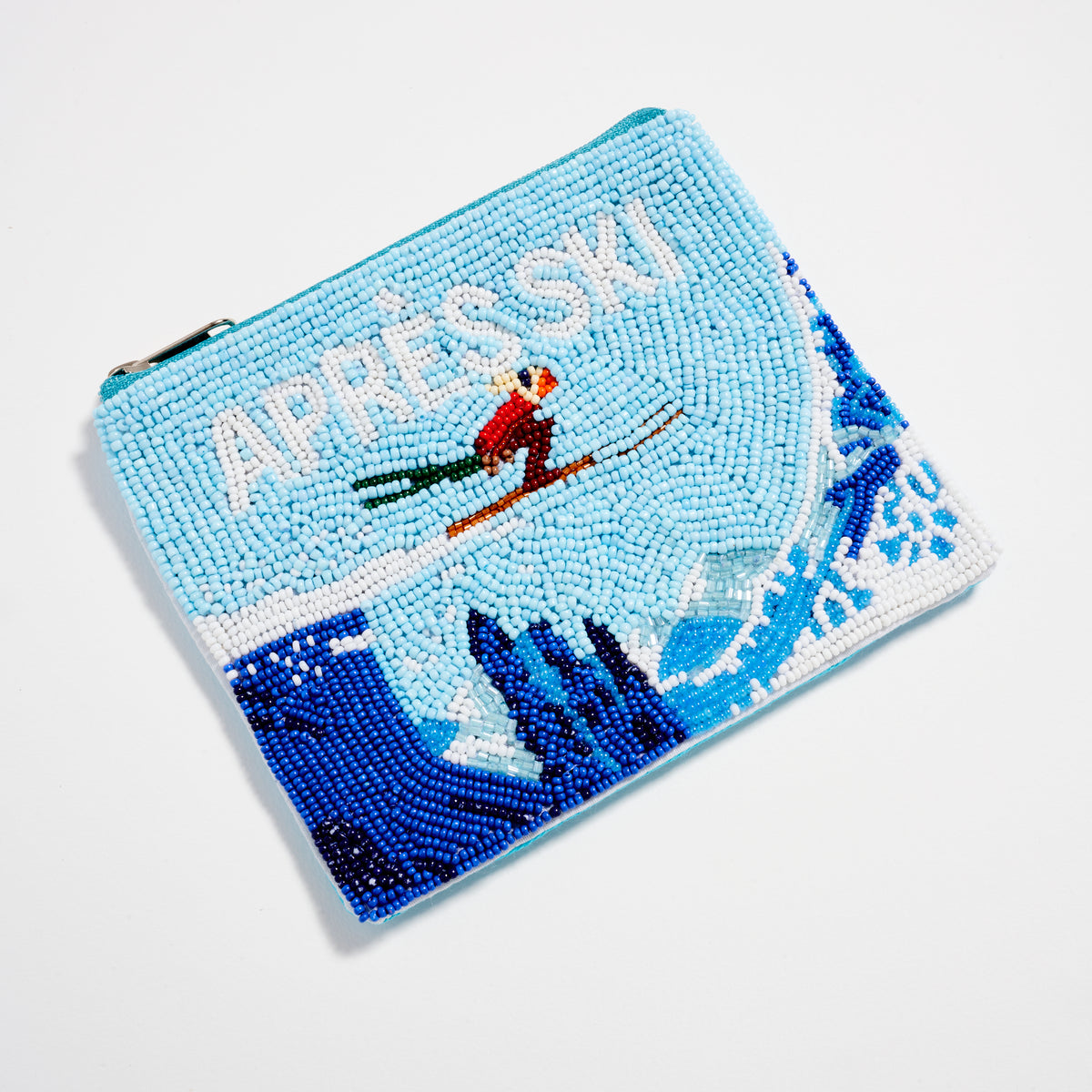 Seed Beaded Skier Coin Pouch | Après Ski Zip Pouch