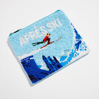 Seed Beaded Skier Coin Pouch | Après Ski Zip Pouch