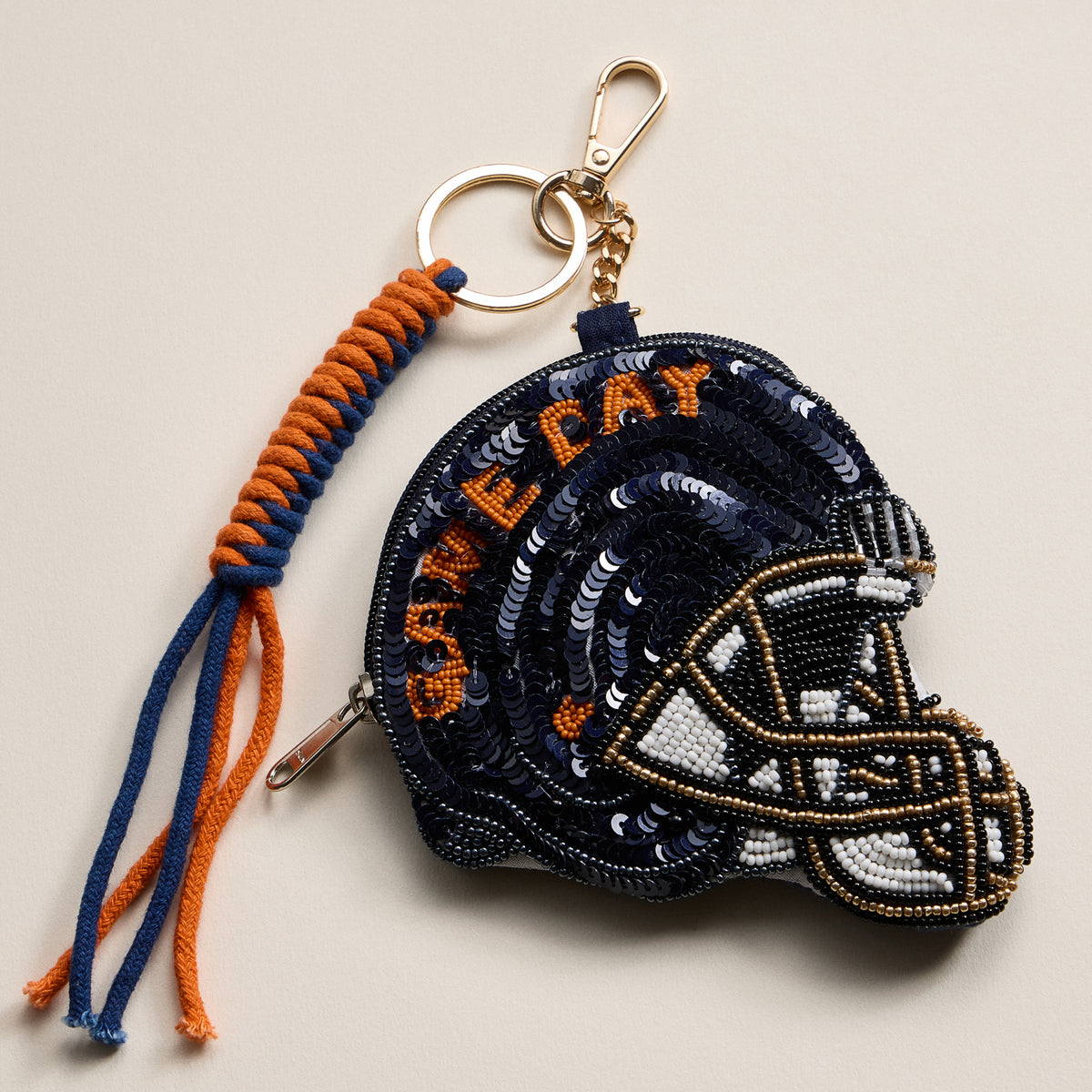Game Day Beaded Helmet Keychain Pouch – Team Colors