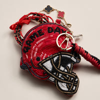 Game Day Beaded Helmet Keychain Pouch – Team Colors