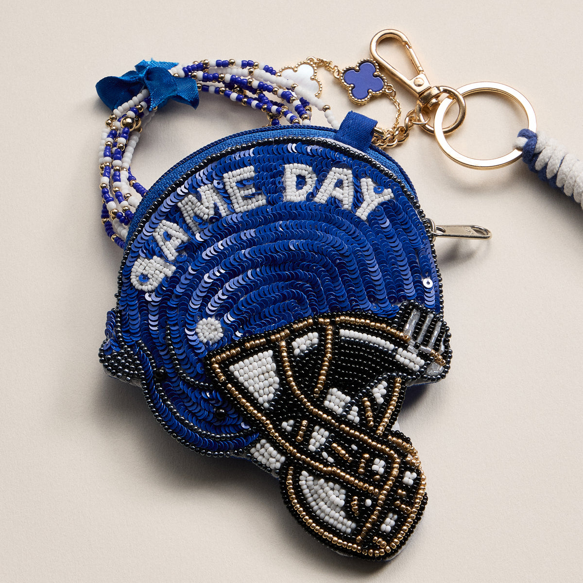 Game Day Beaded Helmet Keychain Pouch – Team Colors