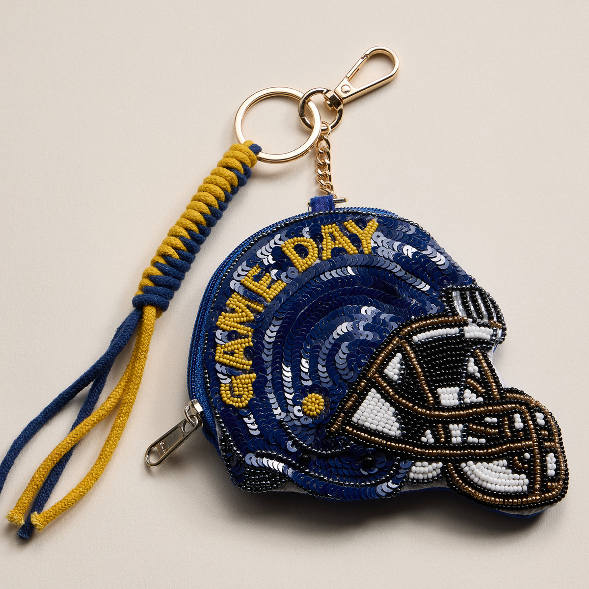 Game Day Beaded Helmet Keychain Pouch – Team Colors