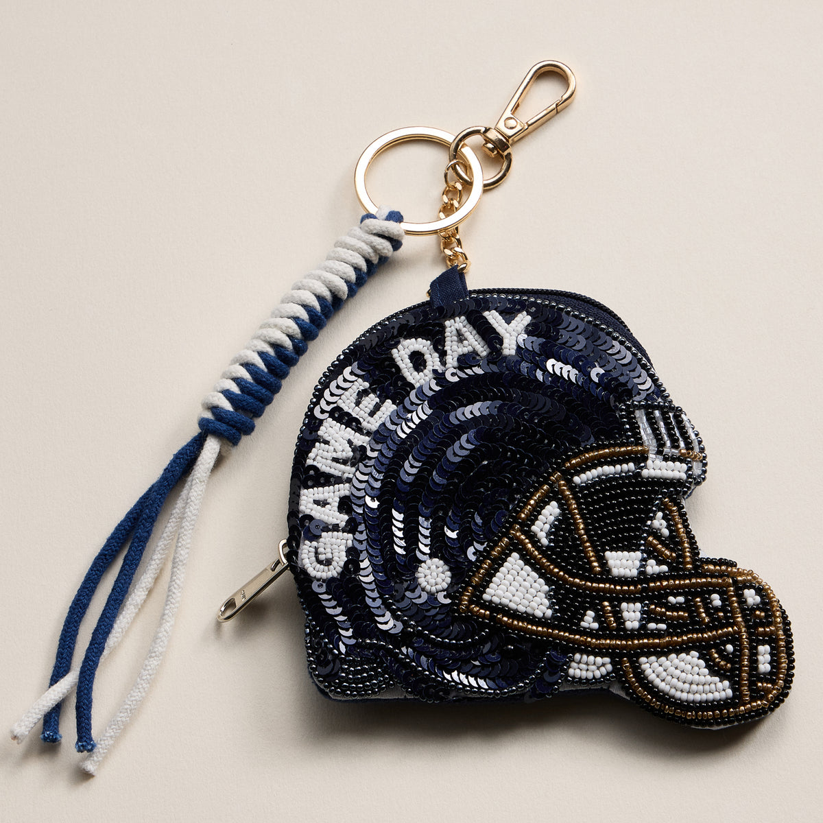 Game Day Beaded Helmet Keychain Pouch – Team Colors