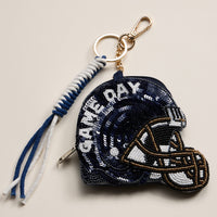 Game Day Beaded Helmet Keychain Pouch – Team Colors