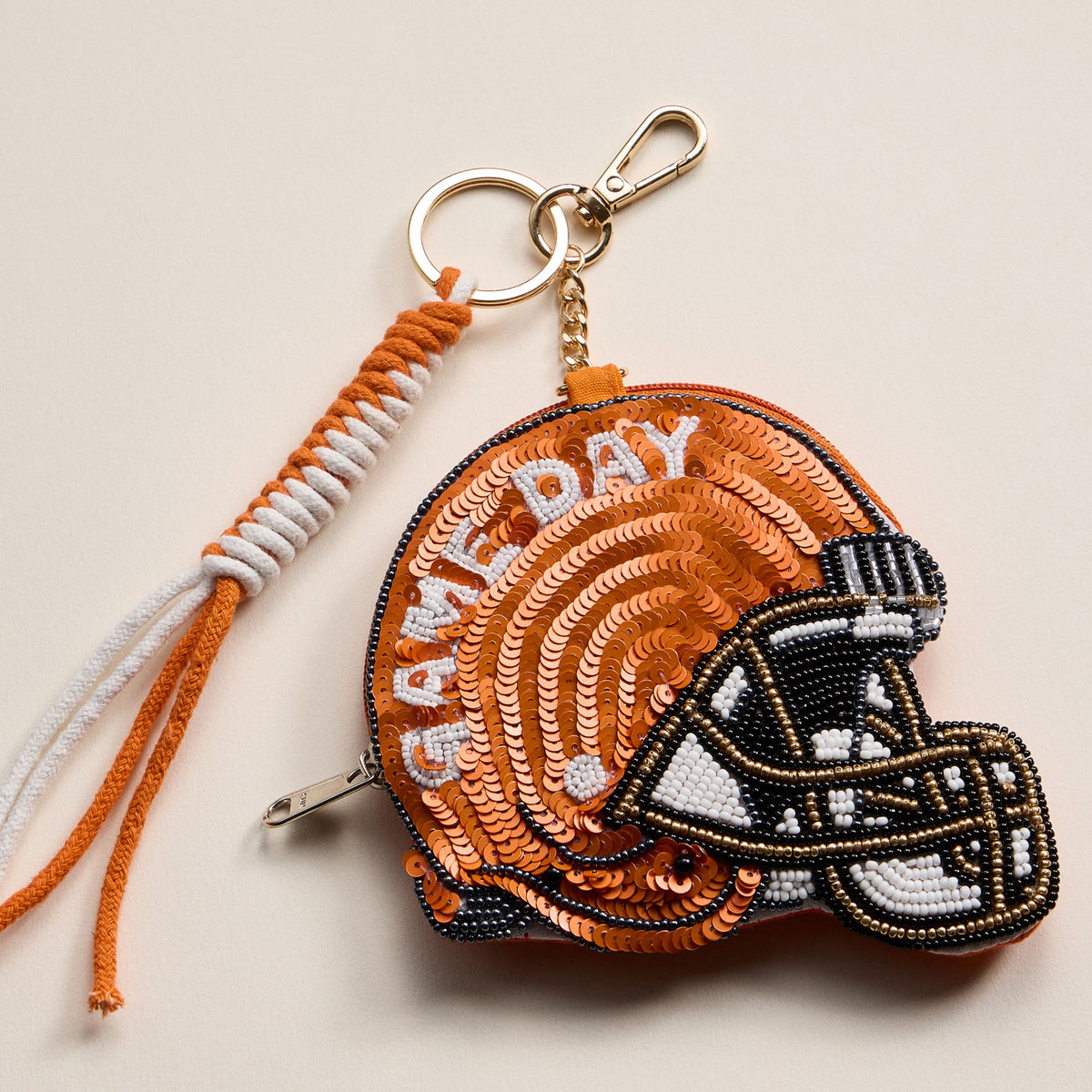 Game Day Beaded Helmet Keychain Pouch – Team Colors