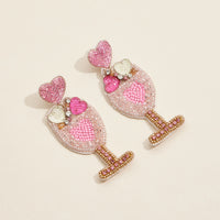 Sparkling Pink Cocktail Beaded Earrings – Fun & Flirty Statement Jewelry