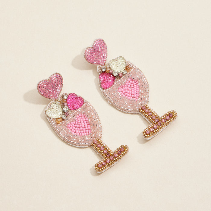 Sparkling Pink Cocktail Beaded Earrings – Fun & Flirty Statement Jewelry