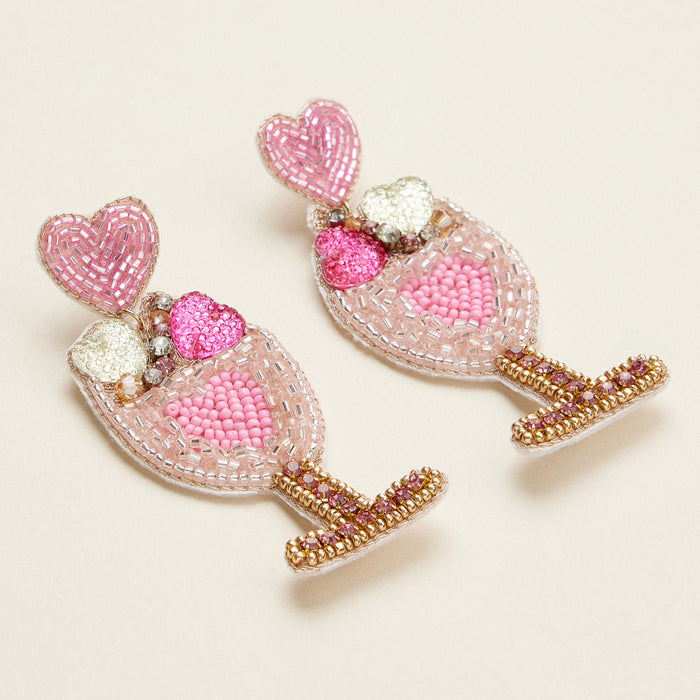 Sparkling Pink Cocktail Beaded Earrings – Fun & Flirty Statement Jewelry