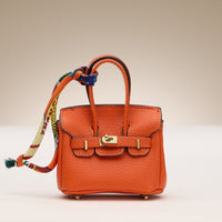 Mini Faux Leather Bag Charm with Scarf Detail