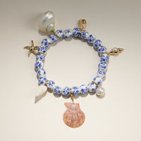 Floral Beaded Seashell Charm Bracelet – Beachy Boho Jewelry