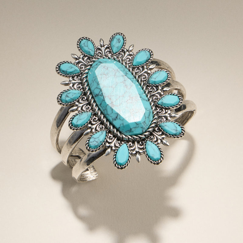 Vintage Turquoise Cuff Bracelet – Boho Western Jewelry