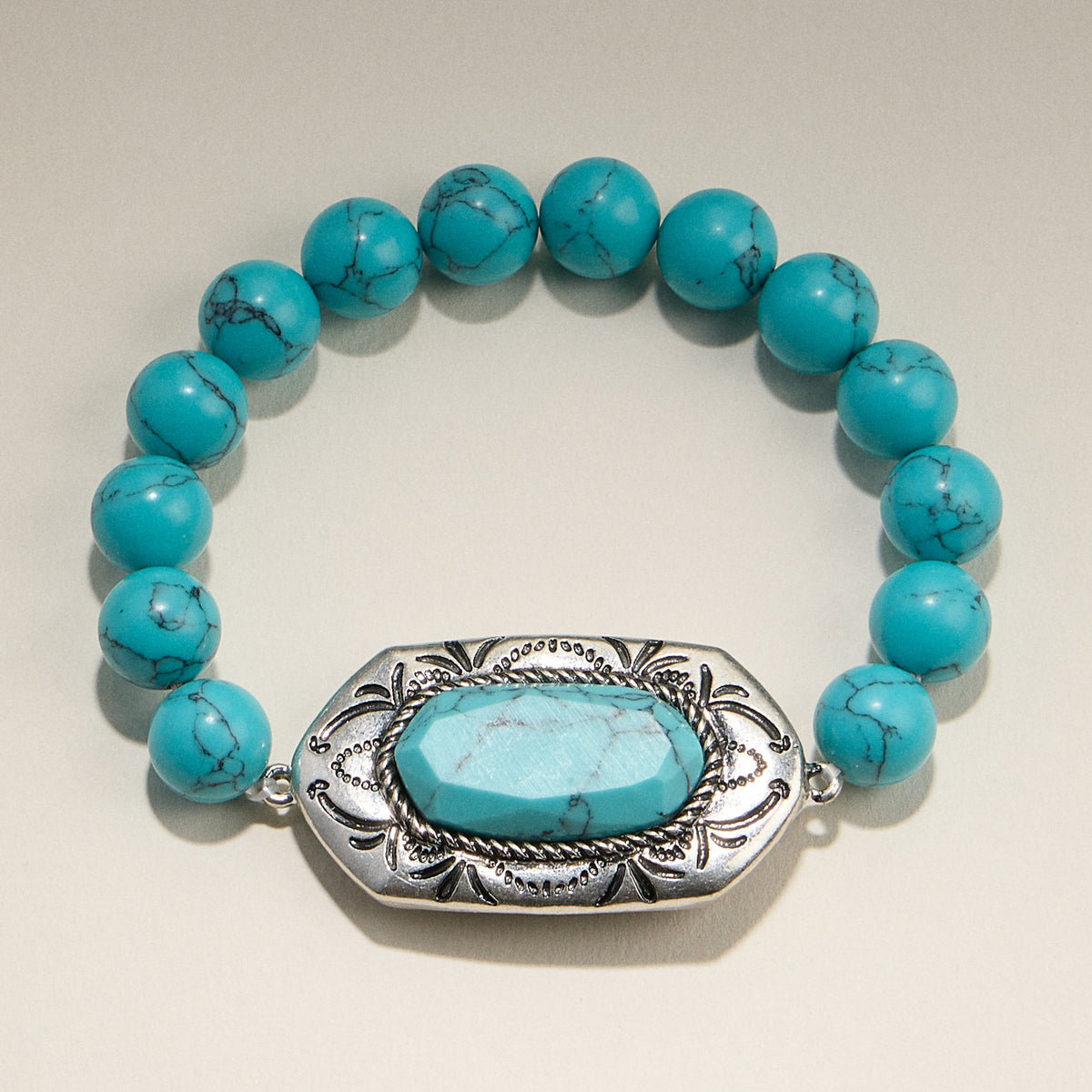 Turquoise Beaded Bracelet with Center Stone