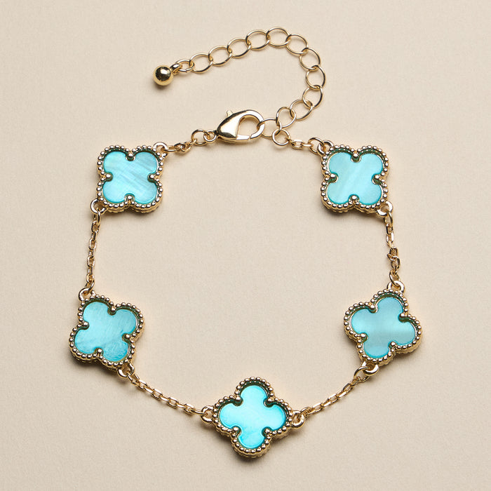 Colorful Shell Charm Bracelet with Gold Detailing