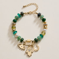 Colorful Beaded Charm Bracelet with Gold Trio Accents