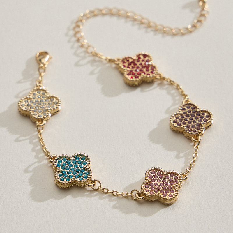 Colorful Shell Charm Bracelet with Gold Detailing