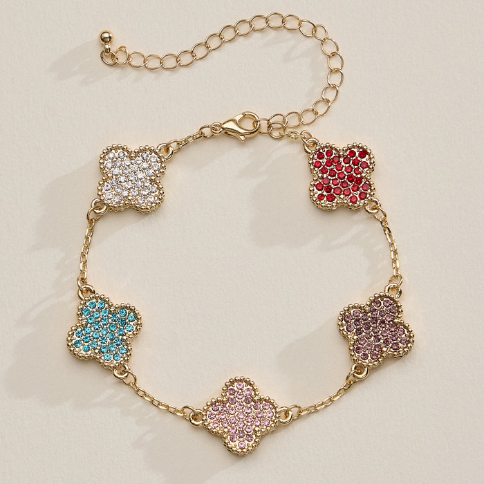 CZ Clover Bracelet | Adjustable Charm Bracelet