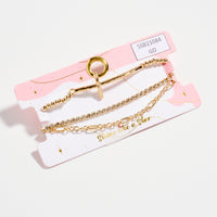 Triple Layer Chain & Gold-Dipped Bracelet with Cross Pendant