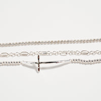 Triple Layer Chain & Gold-Dipped Bracelet with Cross Pendant