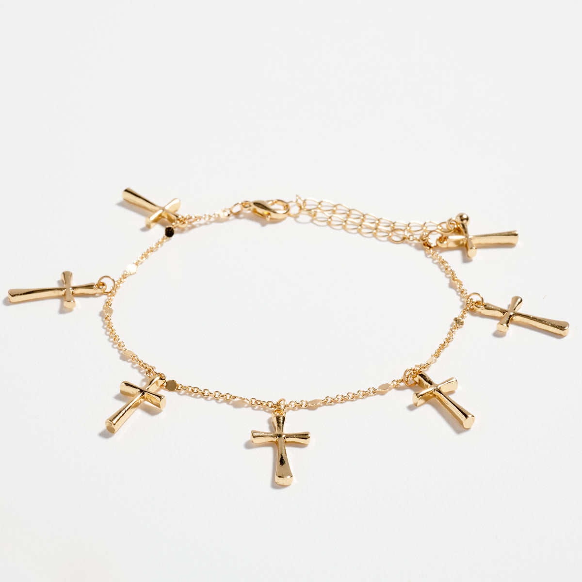 Multi-Chain Gold-Dipped Bracelet Set with Cross Details