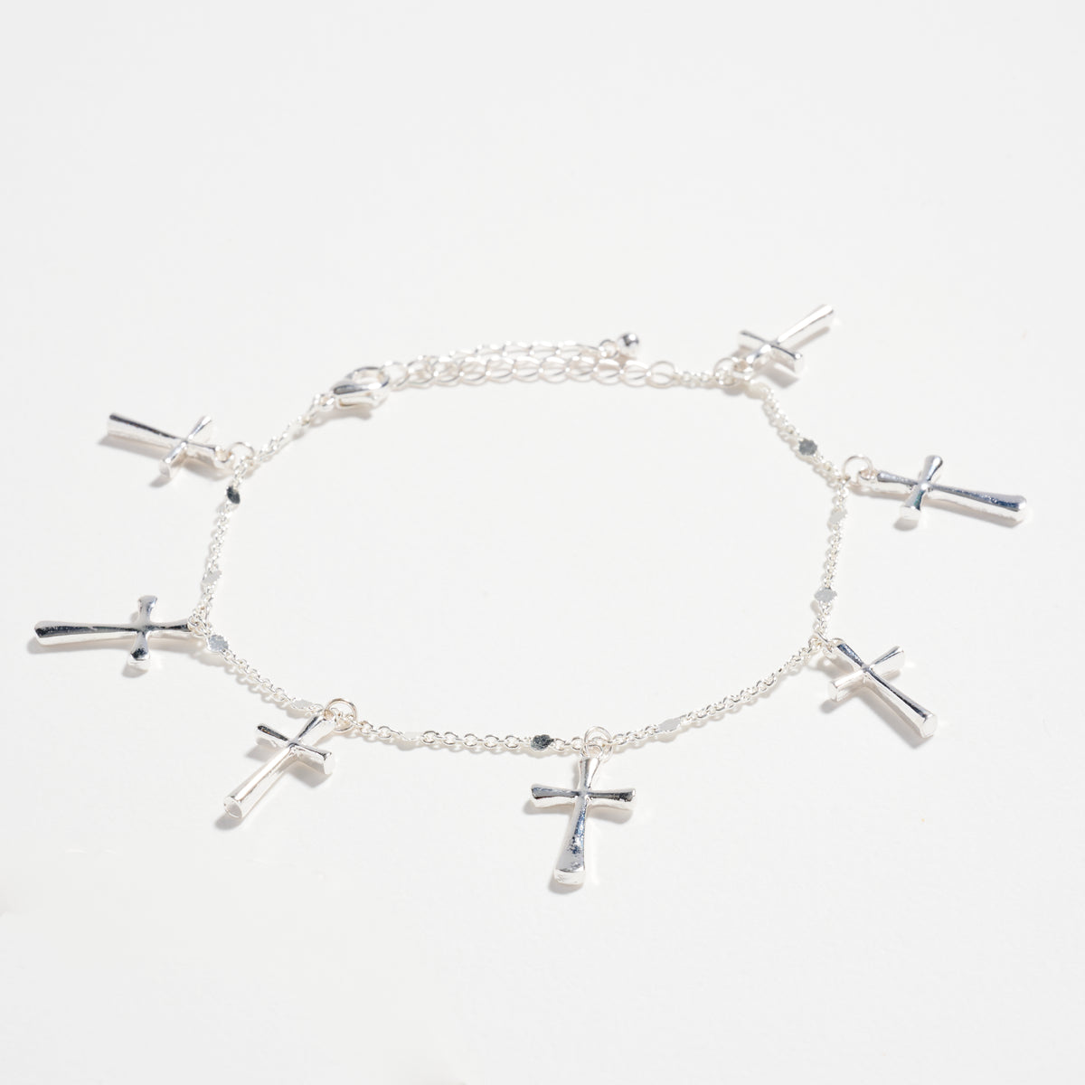 Multi-Chain Gold-Dipped Bracelet Set with Cross Details