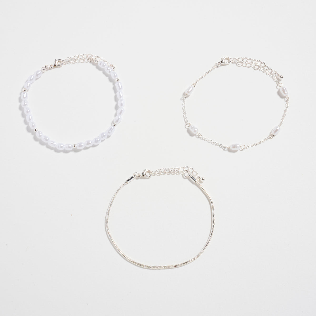 Pearl Bracelet Set – 3-Layered Bracelet Pack (Gold-Dipped & Silver Options)