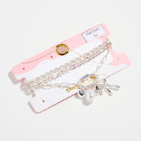 3-Piece Layered Chain Bracelet Set – Cross, Heart & Pearl Charms
