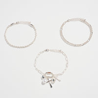 3-Piece Layered Chain Bracelet Set – Cross, Heart & Pearl Charms