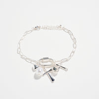 3-Piece Layered Chain Bracelet Set – Cross, Heart & Pearl Charms