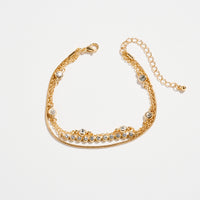 Gold-dipped Layered Crystal Bracelet Set – Multi-Chain Adjustable Dainty Bracelets 
