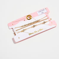 Gold-dipped Layered Crystal Bracelet Set – Multi-Chain Adjustable Dainty Bracelets