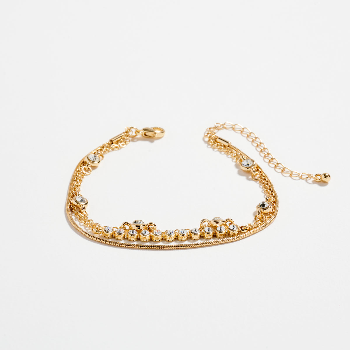 Gold-dipped Layered Crystal Bracelet Set – Multi-Chain Adjustable Dainty Bracelets
