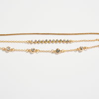 Gold-dipped Layered Crystal Bracelet Set – Multi-Chain Adjustable Dainty Bracelets