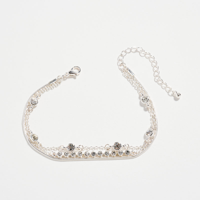 Gold-dipped Layered Crystal Bracelet Set – Multi-Chain Adjustable Dainty Bracelets