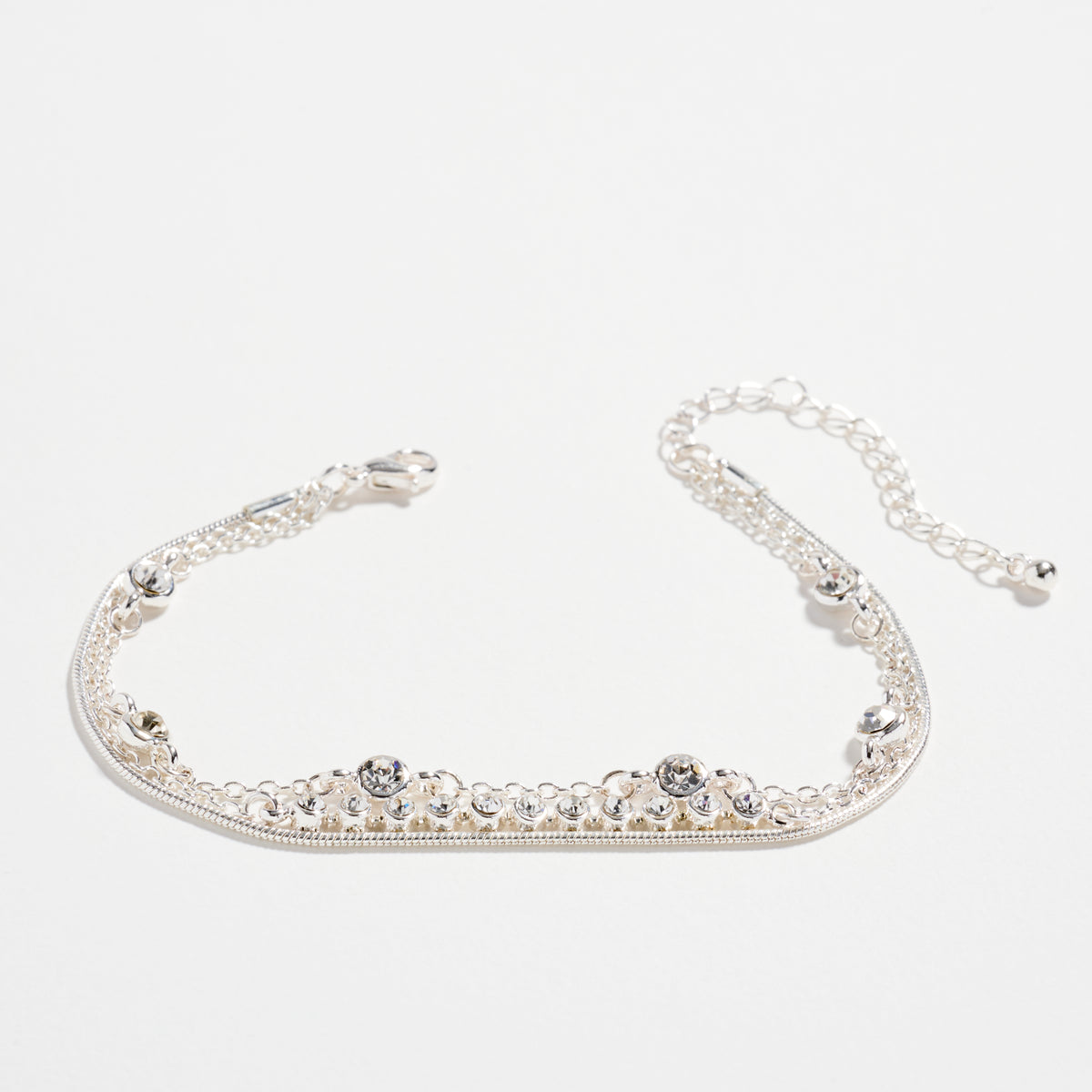 Gold-dipped Layered Crystal Bracelet Set – Multi-Chain Adjustable Dainty Bracelets