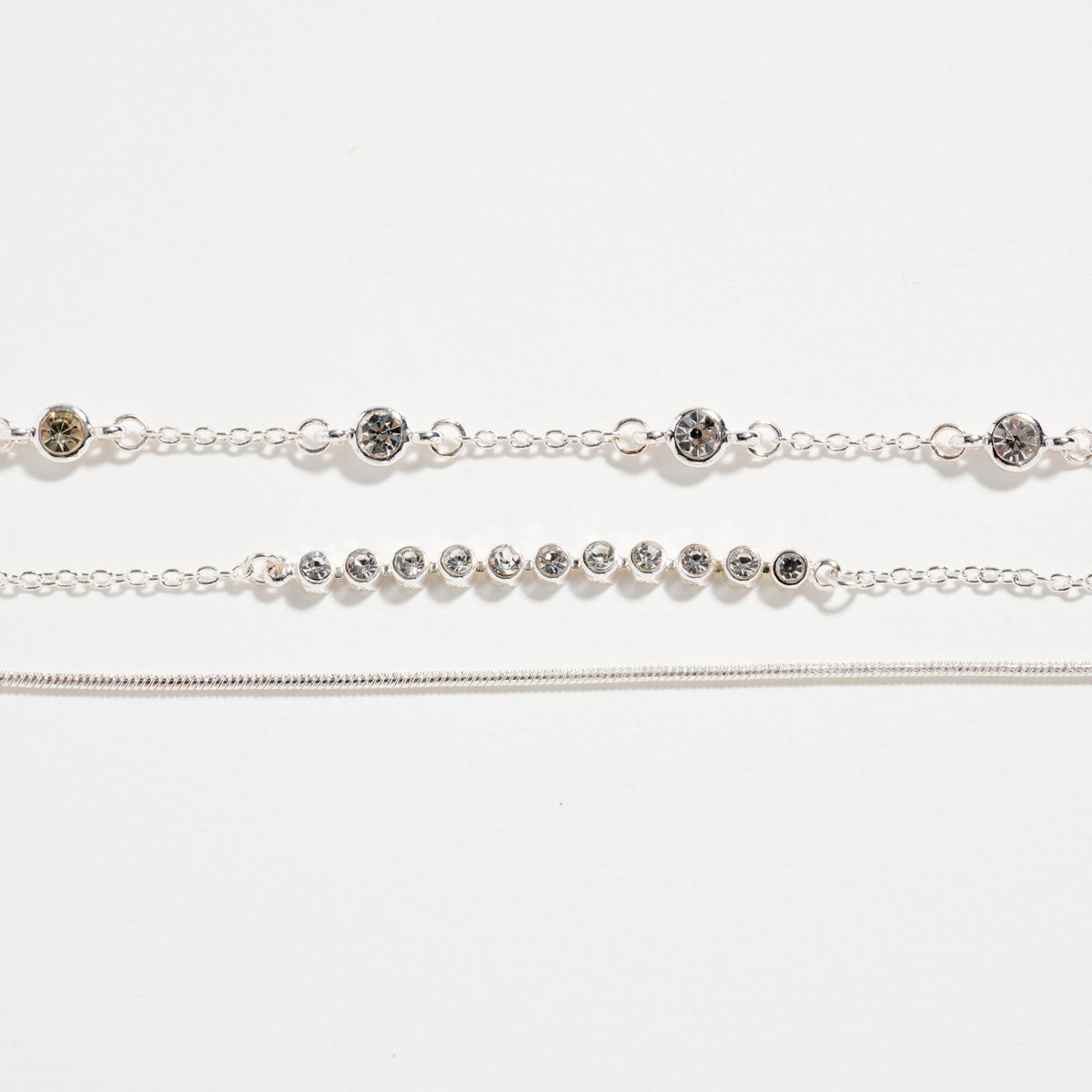 Gold-dipped Layered Crystal Bracelet Set – Multi-Chain Adjustable Dainty Bracelets