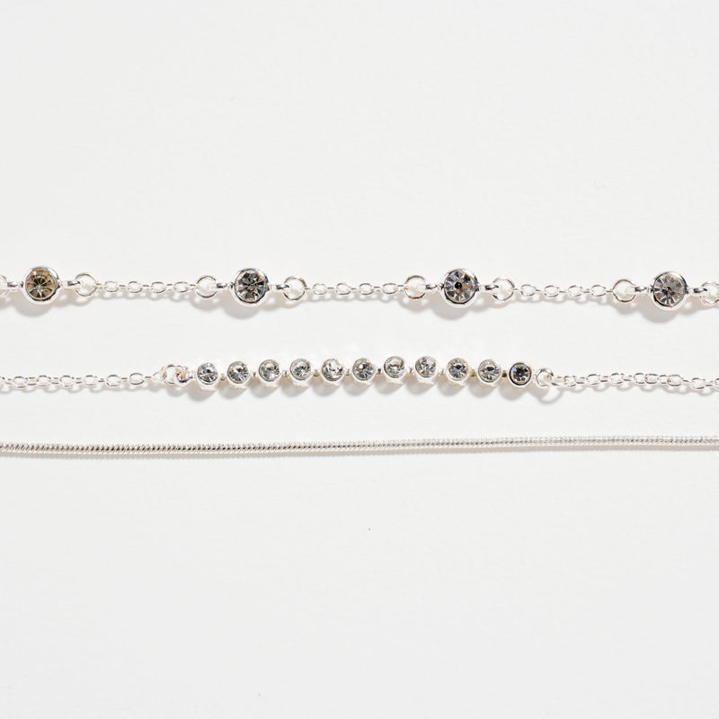 Gold-dipped Layered Crystal Bracelet Set – Multi-Chain Adjustable Dainty Bracelets