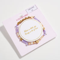 Beaded “Bestie” Bracelet with Gold Letter Cubes & Heart Accents – Friendship Stretch Bracelet