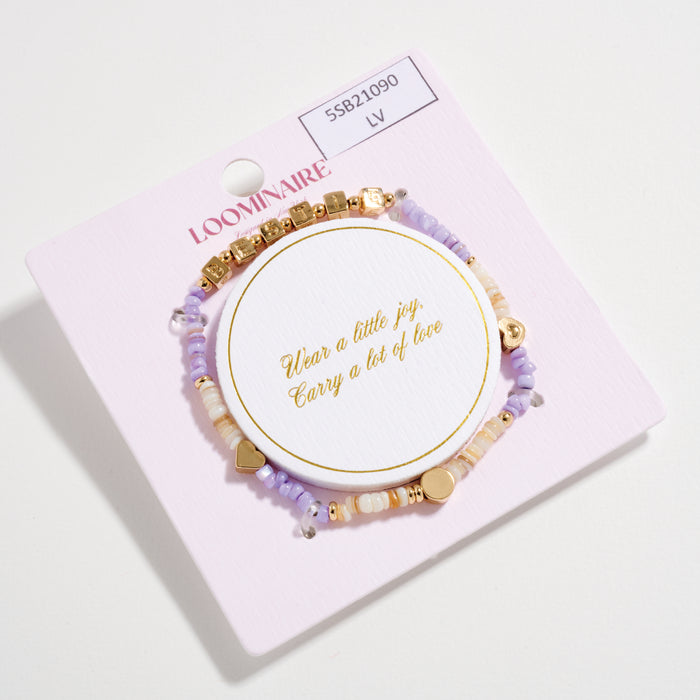 Beaded “Bestie” Bracelet with Gold Letter Cubes & Heart Accents – Friendship Stretch Bracelet