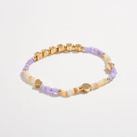 Gold Dipped Beaded “Bestie” Bracelet with Gold Letter Cubes & Heart Accents – Friendship Stretch Bracelet