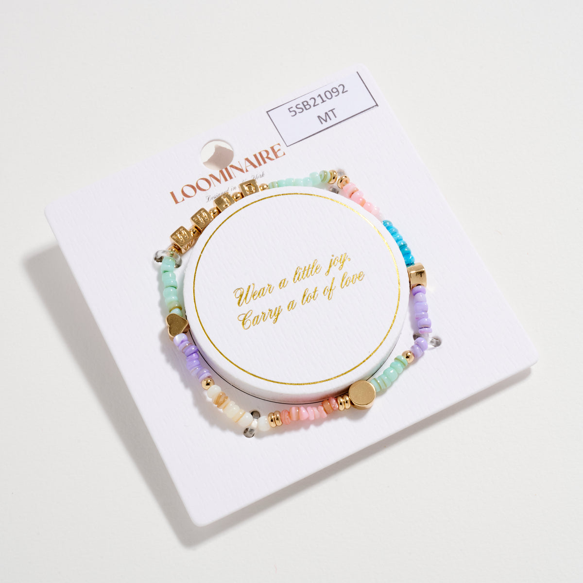 Beaded Stretch Bracelet with Gold Accents