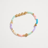 Gold Dipped Beaded Stretch Bracelet with Gold Accents