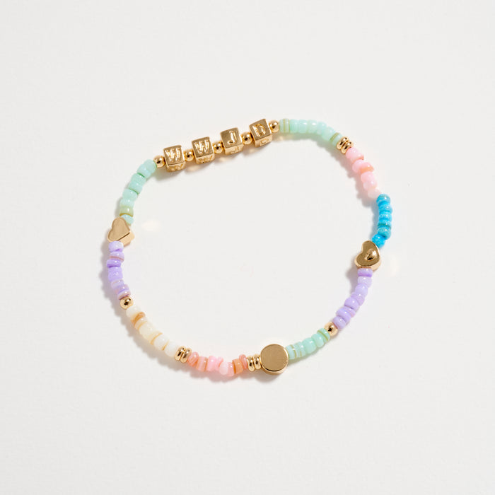 Gold Dipped Beaded Stretch Bracelet with Gold Accents