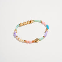 Gold Dipped Beaded Stretch Bracelet with Gold Accents