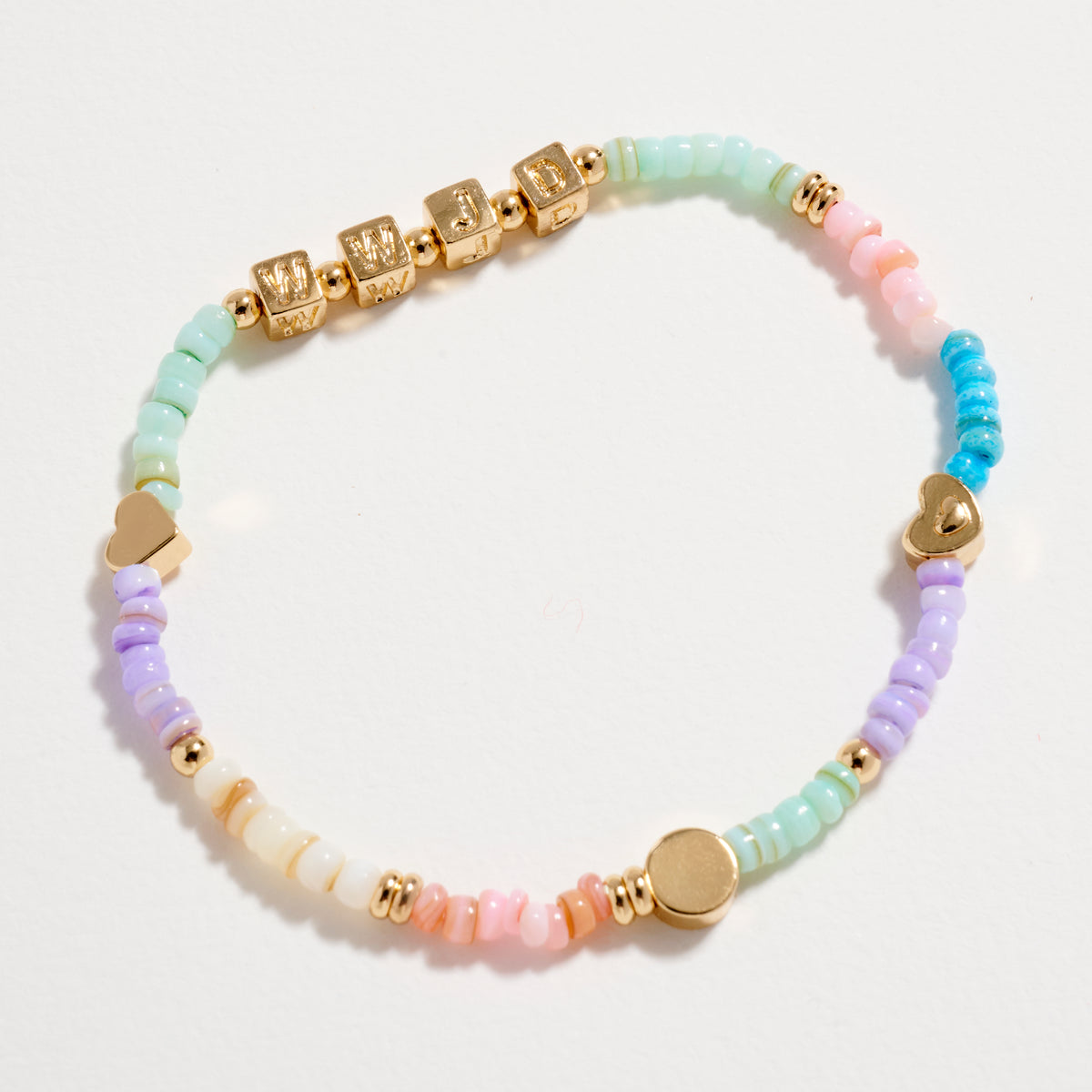 Gold Dipped Beaded Stretch Bracelet with Gold Accents