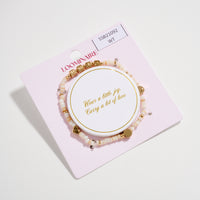 Gold Dipped Beaded Stretch Bracelet with Gold Accents